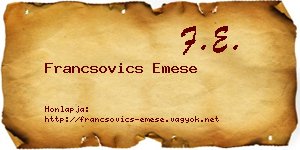 Francsovics Emese névjegykártya